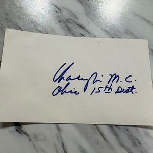 Congressman Chalmers P. Wylie — Autograph Signed Index Card — Ohio — Republican